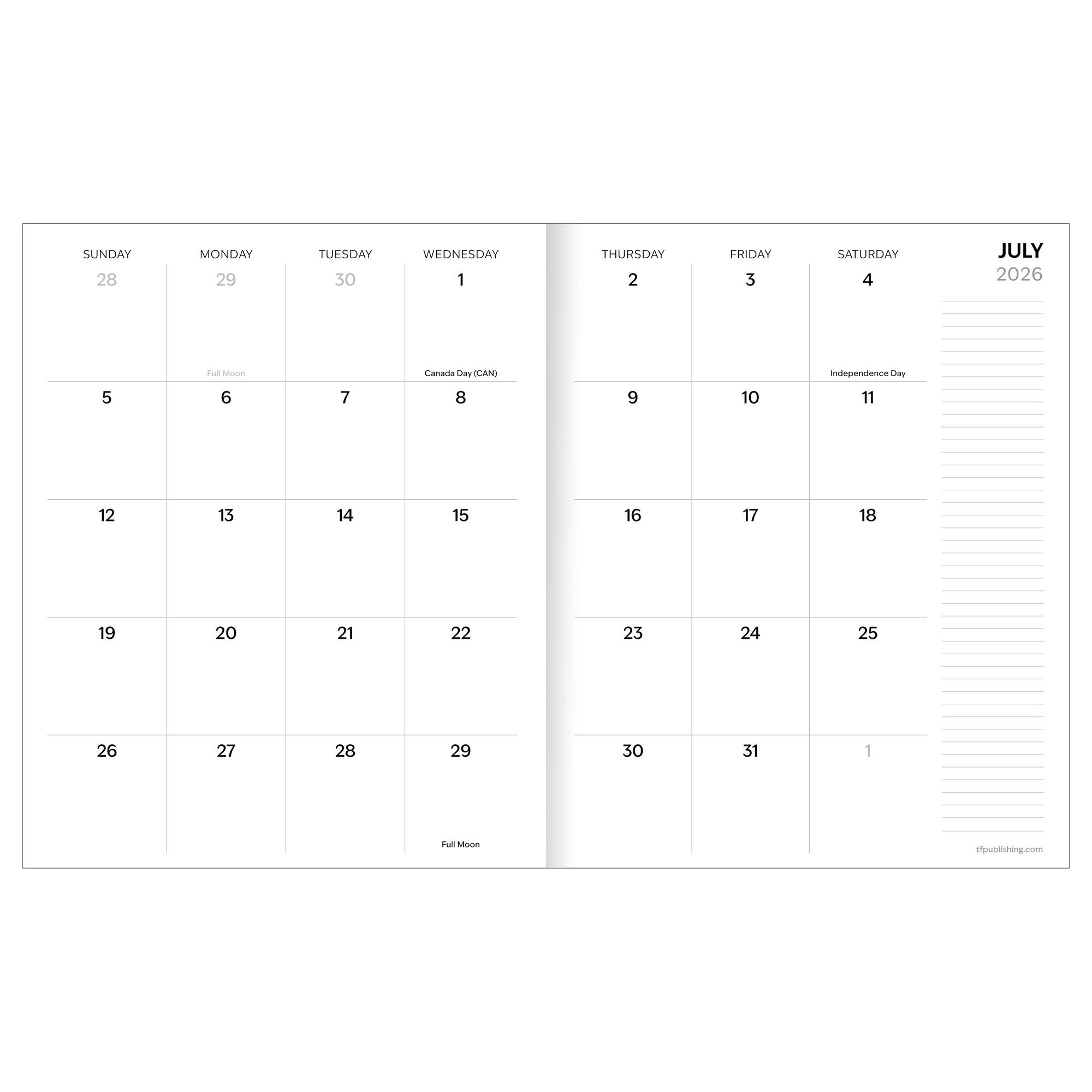 TF Publishing Medium 2026-27 Red Stripe Monthly Planner